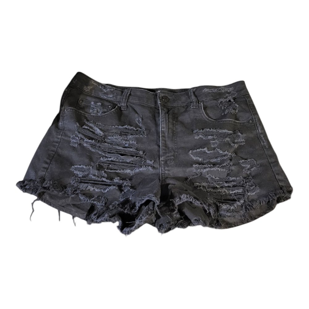American Eagle Outfitters Black Distressed Denim Cut-Offs